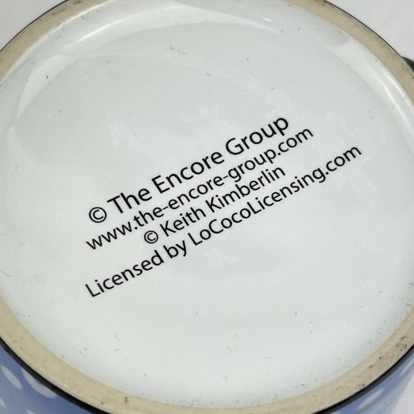 Keith Kimberlin Kitten Sleeping in Cup Coffee Tea Mug Blue Polka Dot - Picture 9 of 9